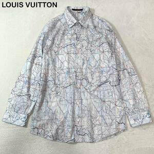 GOOD design!!* ultimate beautiful goods * LOUIS VUITTON map map pattern monogram long sleeve shirt men's 