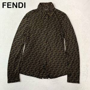 ☆美品☆ FENDI フェンディ　ズッカ柄　長袖シャツ　ブラウス　レディース　Mサイズ相当