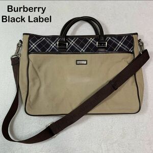 Burberry Black Label Burberry Black Label 2way briefcase business bag shoulder attaching noba check pattern 