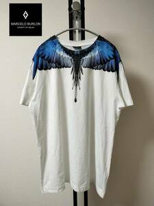 MARCELO BURLON/マルセロバーロン/マルセロブロン/Double Wings Print Cotton T-Shirt/ウィングプリントTシャツ/ネイビー