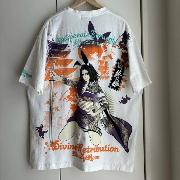 新品タグ付き★抜刀娘　絡繰魂　半袖Tシャツ　刺繍ロゴ　和柄　3L　大きいサイズ　DIVINE RETRIBUTION　キラーバニー　Killer Bunny