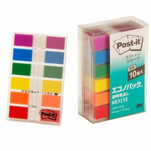 スリーエム Post-it 透明見出し 混色 10冊 6831M (63-1625-90)