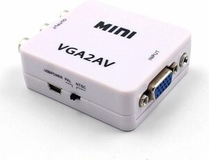 特価！！ VGA ⇒ AV変換アダプタ VGA信号をRCA(コンポジット)に変換 NTSC/PAL切替可 1080P対応ケーブル VGA to AVコンバーター FMTVGA2AV