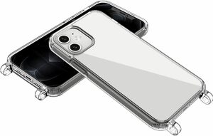 特価！！チューブリング クリアケース iPhoneケース iPhone 11 12 13 SE ストラップ ホール付き 全面保護 (iPhone12/12PRO, クリア)