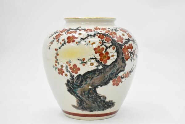 九谷焼 山嘉堂 造 花器 壺 花生 陶器製 日本陶芸 日本工芸 骨董品 アンティーク レトロサイズ■約横10cm×約高19cm