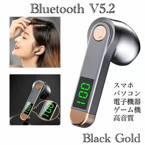 ワイヤレスイヤホン Bluetooth　5.2 イヤホン　 LED 画面　iPhone　アンドロイド　対応 ブルートゥース イヤフォン イヤホンマイク 片耳　3