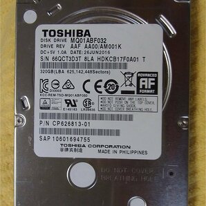 即決・送料無料）TOSHIBA 東芝 2.5インチ HDD 320GB SATA2.0 300MB/s MQ01ABF032 厚さ7mm 使用時間11309時間