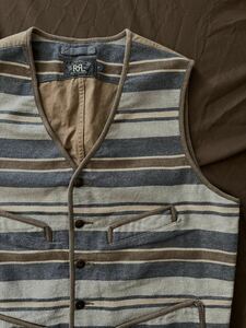  【名作】極美品 RRL MEDFORD STRIPE RUG VEST ダブルアールエル ネイティブ ストライプ ラグ ブランケット ベスト ラルフローレンM