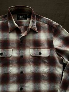 【名作】極美品 RRL SHADOW OMBRE PLAID SHIRT ダブルアールエル シャドウ オンブレ プレイド シャツ ラルフローレン XS