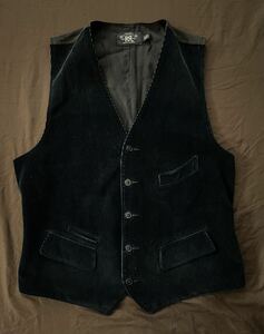 【名作】極美品 RRL INDIGO CORDUROY VEST ダブルアールエル インディゴ 太畝 コーデュロイ ベスト ラルフローレン 激渋 M