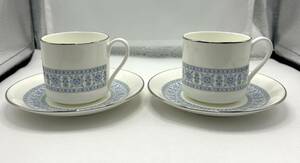 12194*ROYAL DOULTON H5025 Royal Doulton mug saucer plate tableware 2 customer set counter Point light blue Vintage rare 