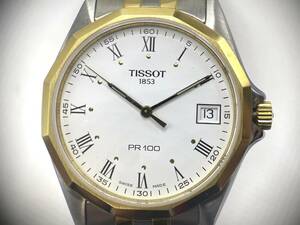 12386★ ティソ TISSOT 腕時計 PR100 P362/462-1 白文字盤 デイト メンズ ホワイト QUARTZ クオーツ 箱付き テスターOK 中古