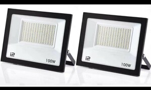 100W 2台 IP66防水 LED 投光器 作業灯 15000LM フラッドライト 省エネ 高輝度 アース付きプラグ PSE適合 1.8Mコード ワークライト