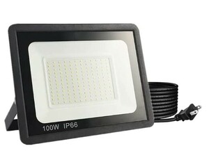 ２台 P66防水 LED 投光器 作業灯 100V/200V 85-265V対応 100W 15000LM フラッドライト 省エネ 高輝度 アース付きプラグ PSE適合 1.8Mコード