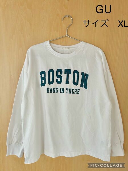 長袖 Tシャツ カットソー ロゴ ホワイト 長袖Tシャツ ロンT 白