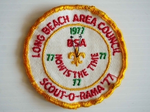◆ 70's BSA ボーイスカウト SCOUT-O-RAMA ロングビーチ 刺繍 ワッペン 7.2㎝/ビンテージ オールド アメリカ雑貨 レトロ 百合の紋章 29