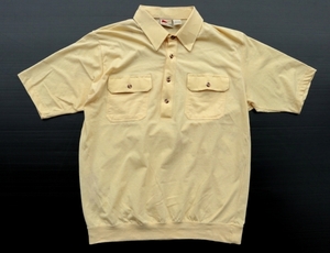 ◆ SALE!! 90s HABAND 半袖ポロシャツ Lサイズ 薄黄色/ビンテージ オールド レトロ アメリカ古着 綿ポリ