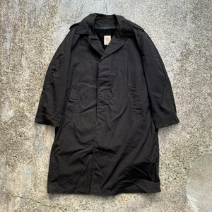 【M/L 40S】80s 米軍実物 ステンカラーコート ジャケット ブラック 黒■ビンテージ オールド アメリカ古着 ミリタリー ライナー付き