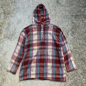 【S/M】SALE!! BALISTIK プルオーバー ライトネルシャツ パーカー チェック柄■ビンテージ オールド レトロ アメリカ古着 90s インド製