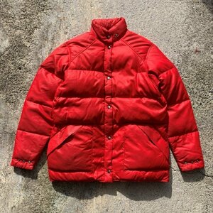 【M】Woolrich リップストップ グースダウンジャケット 赤■ビンテージ オールド レトロ アメリカ古着 70s/80s USA製 ウールリッチ