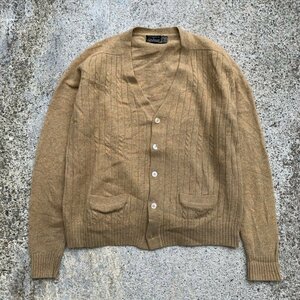 【L/XL】Cladesmore ウール カーディガン ベージュ■ビンテージ オールド レトロ アメリカ古着 ニット セーター 70s