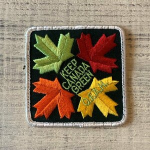 【7.5㎝×7.5㎝】CANADA O.F.A.H. 刺繍ワッペン 緑■ビンテージ オールド レトロ アメリカ古着 雑貨 パッチ リメイク カナダ