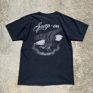 【M】Snap-on 両面プリントTシャツ ブラック 黒■ビンテージ オールド レトロ アメリカ古着 スナップオン オールコットン モーター系