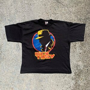 【レディース or キッズ】USA製 DICK TRACY プリントTシャツ 黒■ビンテージ オールド アメリカ古着 80s ディズニー ディックトレイシー