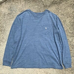 【XXL】Polo Ralph Lauren 刺繍 ポケット 長袖Tシャツ■ビンテージ オールド アメリカ古着 コットン ポロラルフローレン ロンT