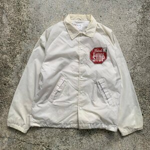 【L】USA製 Trimark STOP ナイロン コーチジャケット ホワイト 白■ビンテージ オールド レトロ アメリカ古着 80s/90s 裏地付き