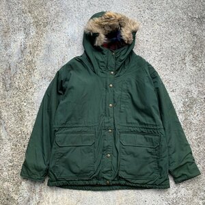 【M/L】USA製 Woolrich リアルファー マウンテンパーカー ジャケット 緑■ビンテージ オールド レトロ アメリカ古着 80s ウールリッチ