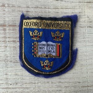 【6.0㎝×5.5㎝】OXFORD オクスフォード大学 フェルト×刺繍ワッペン 青■ビンテージ オールド レトロ ヨーロッパ古着 雑貨 パッチ ユーロ