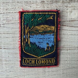 【7.0㎝×4.5㎝】LOCH LOMOND ローモンド湖 スコットランド フェルト×刺繍ワッペン■ビンテージ オールド ヨーロッパ古着 雑貨 パッチ