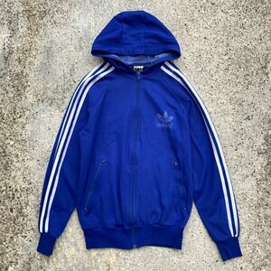 【Ladies or Kids】adidas ジャージトップス トラックジャケット パーカー 青■ビンテージ オールド レトロ ヨーロッパ古着 80s