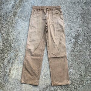 【W30】Dickies ブラウンダック地 ペインターパンツ 薄茶色■ビンテージ オールド レトロ アメリカ古着 ワークパンツ ディッキーズ 90s