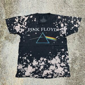 【L/XL】PINK FLOYD 狂気 バンドTシャツ 黒ブリーチ■アメリカ古着 ピンクフロイド ダークサイドオブザムーン プログレ ロック