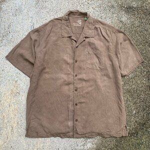 【XL/2XL】Tommy Bahama オープンカラー 半袖シルクシャツ 茶■ビンテージ オールド アメリカ古着 トミーバハマ アロハシャツ 総柄