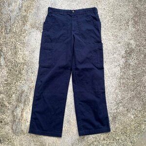 【W31-32】carhartt リップストップ ワークパンツ ネイビー■ビンテージ オールド アメリカ古着 カーハート カーゴ イージーパンツ