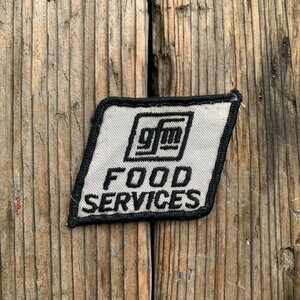 【縦幅5.0㎝】gfm FOOD SERVICES 刺繍ワッペン 白×黒■ビンテージ オールド レトロ アメリカ古着 雑貨 企業 会社 パッチ No.2