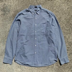 【L】J.CREW 長袖シャツ 青白 ギンガムチェック■ビンテージ オールド レトロ アメリカ古着 ジェイクルー ボタンダウン オクスフォード