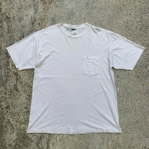 【L】OLD NAVY ポケットTシャツ 白無地■ビンテージ オールド アメリカ古着 シングルステッチ コットン 90s オールドネイビー