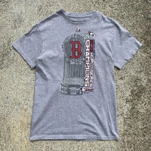 【レディース or キッズ】SALE!! Majestic MLB ボストンレッドソックス Tシャツ グレー■アメリカ古着 プロチーム メジャーリーグ No.3