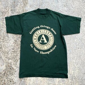 【S】90s UNKNOWN アメリコー プリントTシャツ 緑■ビンテージ オールド レトロ アメリカ古着 シングルステッチ レディース 政府機関