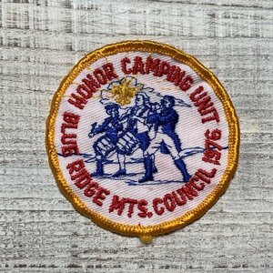 【7.5㎝】70s BSA「HONOR CAMPING UNIT」円形 刺繍ワッペン■ビンテージ オールド レトロ アメリカ古着 パッチ ボーイスカウト キャンプ