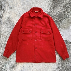 【M/L】60s BSA ボーイスカウト ウールシャツジャケット レッド 赤 無地■ビンテージ オールド レトロ アメリカ古着 肉厚 CPO