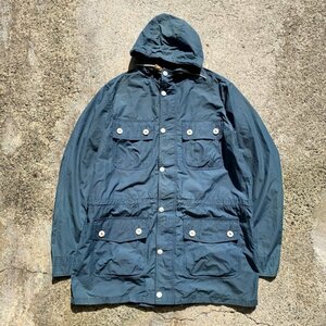 【XL】Barbour ナイロン×コットン ジャケット パーカー 青■ビンテージ オールド レトロ ヨーロッパ古着 バブアー 難有り