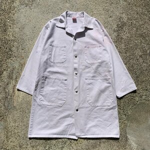 【M/L】USA製 OMNI APPAREL ハーフコート ジャケット ホワイト 白無地■ビンテージ オールド アメリカ古着 カバーオール ワークウェア