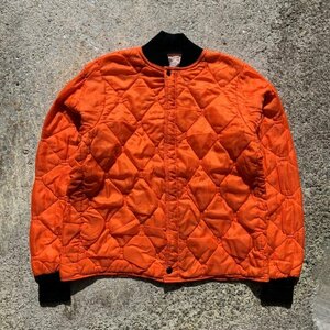 【S/M】USA製 SAFTBAK キルティング ライナージャケット オレンジ■ビンテージ オールド レトロ アメリカ古着 80s ハンティング