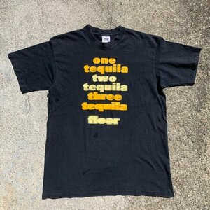 【XL】90s USA製 tequila テキーラ プリントTシャツ ブラック 黒■ビンテージ オールド アメリカ古着 酔っ払い メッセージ