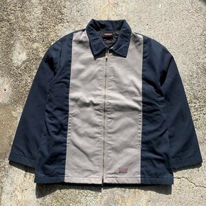 【XL/XXL】Dickies ワークジャケット ツートーン グレー×紺■ビンテージ オールド アメリカ古着 内装キルティング ディッキーズ 90s